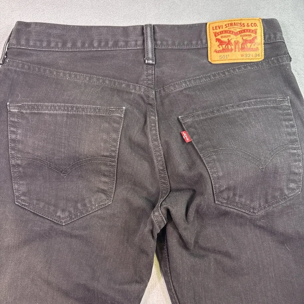 Levi's 501 JEANS MENS 32X34 grunge straight leg skater denim BLACK